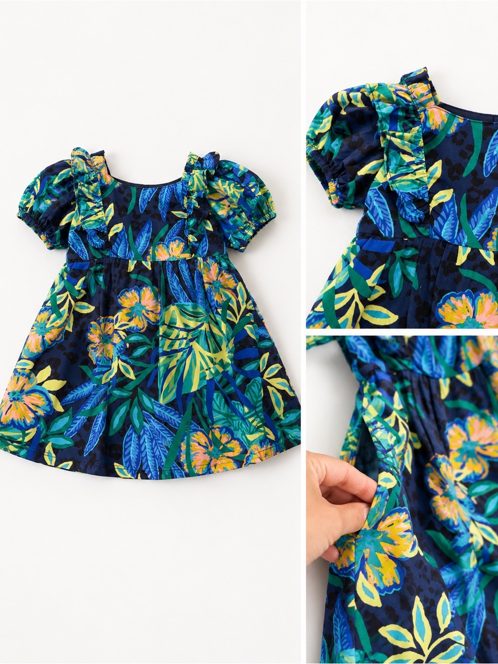 Lilly Pulitzer Floral Blue and Green Baby Dress
